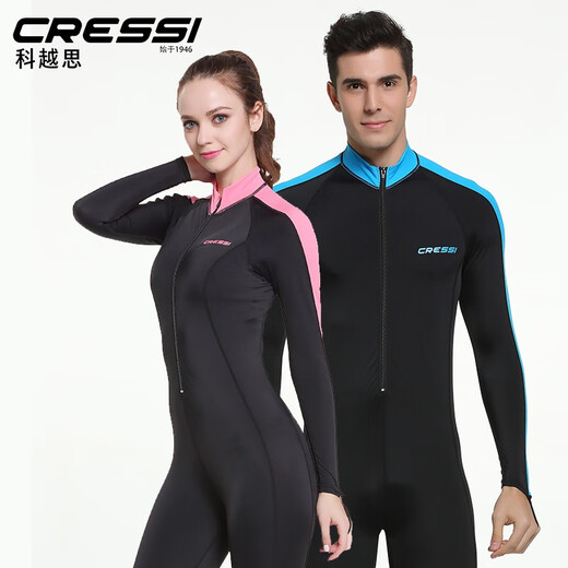 CRESSI Italian jellyfish snorkeling suit, one-piece diving suit, snorkeling suit, long-sleeved sun protection swimsuit for men and women, black blue M