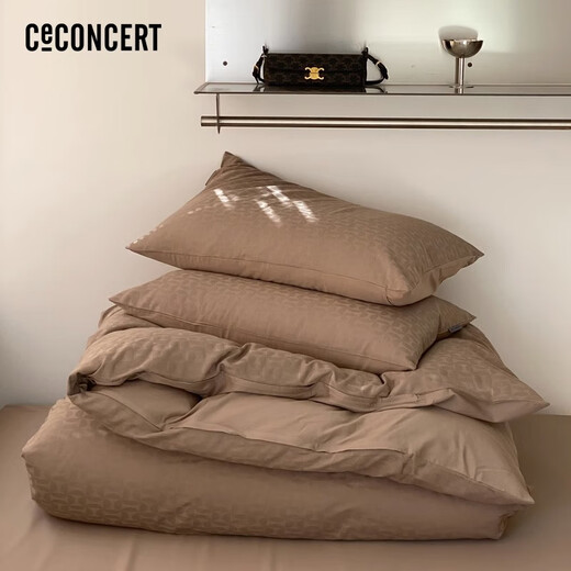 Tone (CECONCERT) bed four-piece set 60 pure cotton 100% light luxury jacquard bedding full quilt cover bed sheet pillow cover