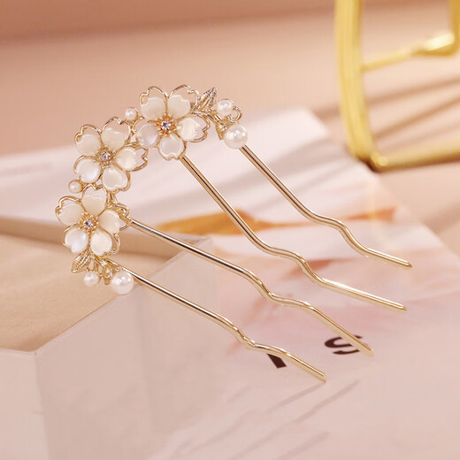 Zuoou rhinestone pearl flower hairpin women's U-shaped hairpin ball head hair artifact four-tooth hair comb hairpin U-shaped clip rhinestone flower comb hairpin