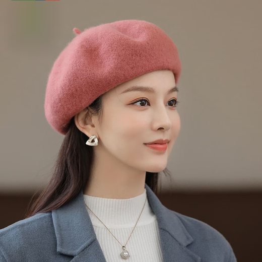 Bijinger Beret Women's 2023 Autumn and Winter Women's Autumn and Winter Versatile Painter Hat Beige Woolen Beige Painter Hat One Size Adjustable