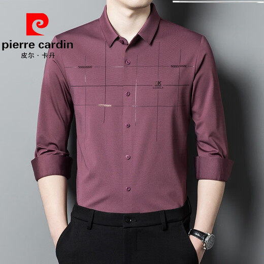 
Pier Cardin men's pink shirt long sleeve spring and autumn groom wedding dress happy father-in-law knitted 6627 red M 165[110Jin[Jin equals 0.5 kg]]