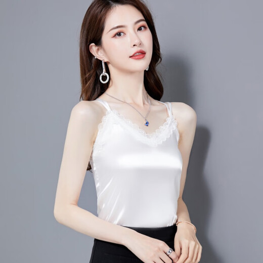 雅鹿正品保障蕾丝吊带背心女士夏设计感冰丝小众外穿内搭西装西服法式 Z757香槟色 S