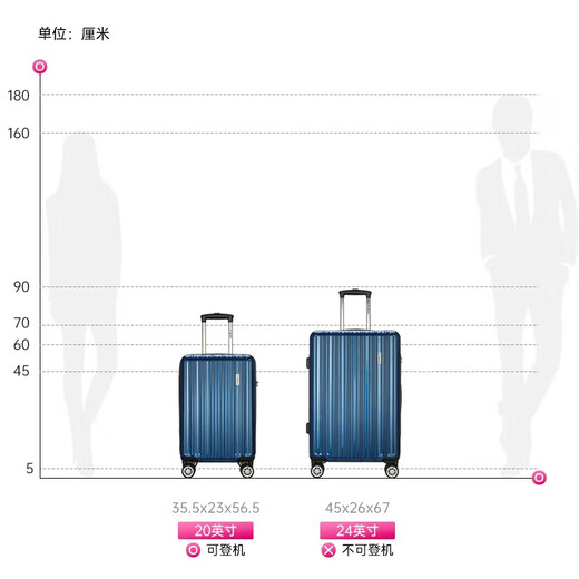 Maleta diplomática, maleta de moda, maleta de embarque para hombres, maleta con contraseña para estudiantes, maleta con ruedas, serie TC-692 para mujeres, cremallera azul, 24 pulgadas, adecuada para distancias cortas y medias, se requiere equipaje facturado