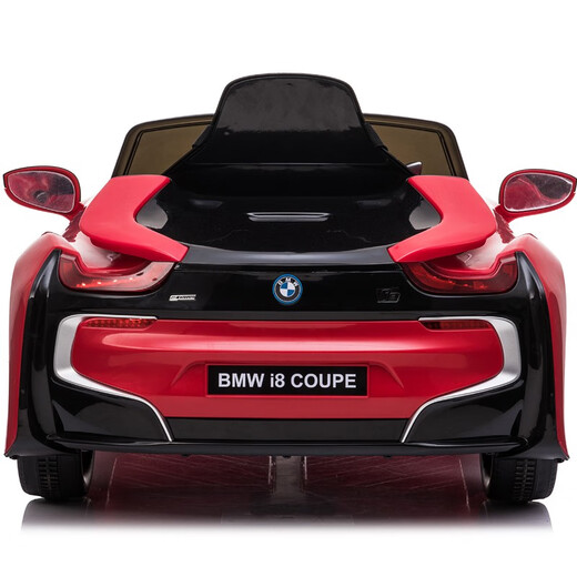 BeRica BMW I8 authorized baby electric car remote control car children's toy car can sit on baby swing four-wheel red four-wheel drive swing + remote control foam wheel leather seat