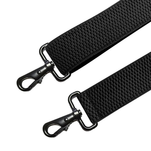 煦赟男士4夹背带3.8CM宽X型玉米纹弹力吊裤带黑色勾扣 X型黑皮黑勾扣-藏青