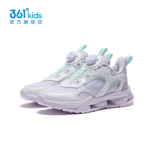361 children's shoes girls children's sneakers knob button summer new large mesh breathable running shoes mid-to-big children's casual shoes 361 degree white/light pink purple/sprouted green 36