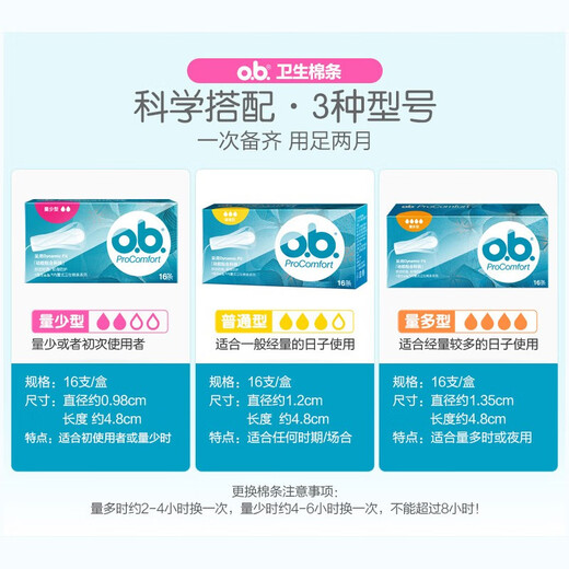 o.b.德国进口ob卫生棉条女量多型内置指入式日用夜用姨妈巾月经杯游泳 量多型16支