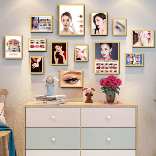 Su Mo Korean semi-permanent poster eyebrows, eyes and lips beauty salon background decorative painting photo frame hanging painting tattoo manicure photo wall black nail style G