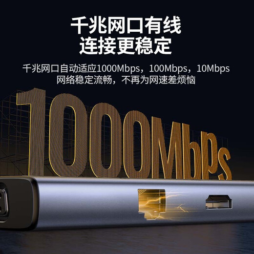 Type-C拓展坞雷电3/4扩展坞USB-C转HDMI分线器转接头 适用MacBoo 10合1HDMI+VGA+网卡+音频15601