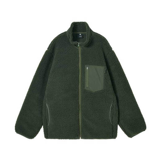 Jingjing Tokyo-made jacket men's lamb wool autumn and winter jacket couple loose thickened clothing dark army green L