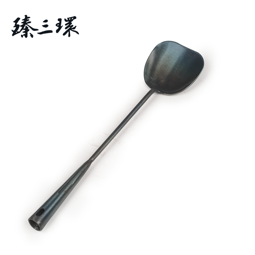 Zhensanhuan handmade cast iron pot, pig iron wok, induction cooker, uncoated physical non-stick pot, single-handled pot set, turtle pattern 32cm plus pot ears + wooden lid + shovel 3-piece set