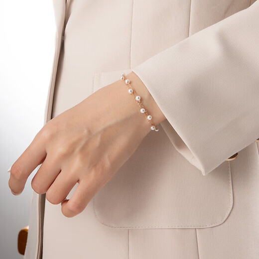 Tahitian 18K gold freshwater pearl bracelet 3-4mm round high-gloss starry pearl bracelet jewelry for girlfriend