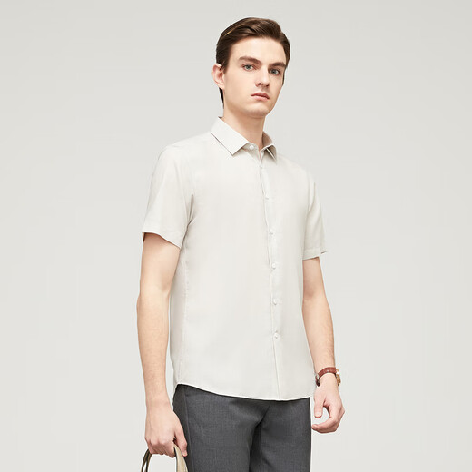 JEUNTER COURT DE COURTES À MANDE COURSE MEN FISE FACILLE À CALLER MÉLANGE Fabric New Business Shirt Anti-Wrinkes Easy To Soins Coffee peu profond 41
