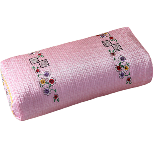 Ye Hanwei Korean folk pillows, buckwheat pillow core, Korean folk square pillows, Korean style quilted embroidered pillow case, single cervical hard pillow, rose red, silk fabric 20*45cm