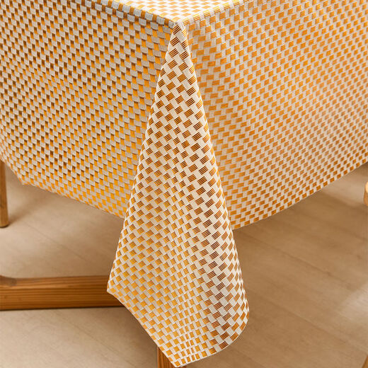 Yudou coffee table tablecloth waterproof, anti-scald and anti-oil dining table mat TV cabinet tablecloth tablecloth plastic bedside table cover rectangular peacock gold flower 135*180cm