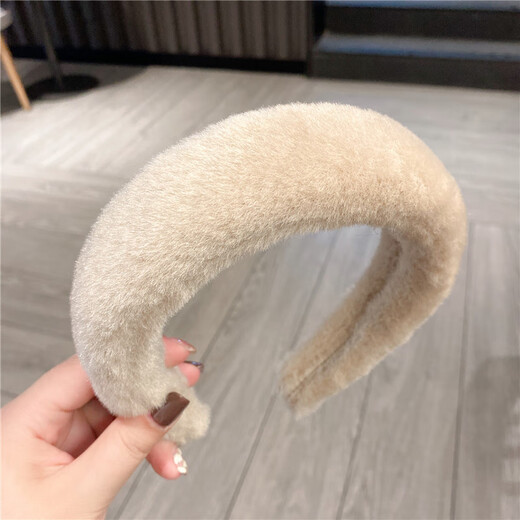 Han Penesi's autumn and winter hair hoop thickens and heightens the top of the head, versatile headband, washes face, presses hairpins, light khaki