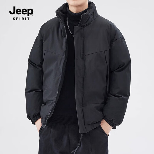 JEEP SPIRIT Jeep cotton coat autumn and winter American simple men's new casual cotton coat versatile bread coat warm cotton jacket black XL