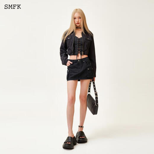 
SMFK pre-sale WAVE high-heeled sports slippers SL002B1 thick sole height-enhanced fashionable one-fold flip-flops 9.5cm Jiang Peiyao same style wilderness black one size larger 37