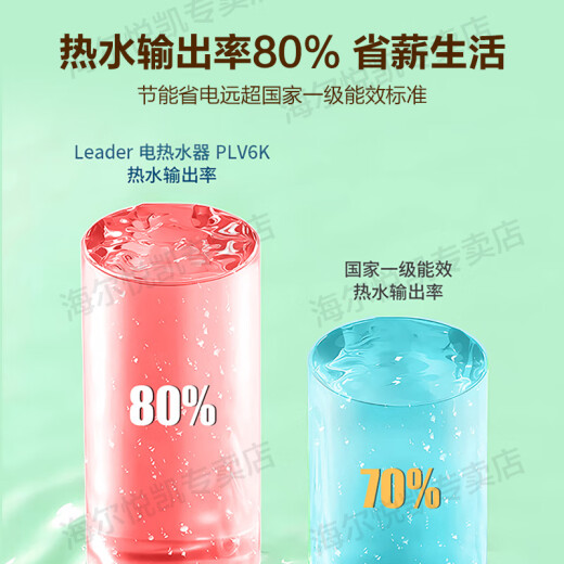 HAIER National Subsidy Calentador de agua eléctrico de 60 litros Cubo plano 3300W Velocidad de frecuencia Calefacción CALABLE Tamaño corto Salvador de agua Puración de agua de agua y escala Seguridad Safet Smart Home Líder 60L 695 Tamaño pequeño + Varilla de magnesio gratuita PLV6K [National Conjunto Seguro seguro 365 días]