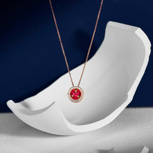 Chow Tai Fook ENZO shopping mall same style 18K gold ruby diamond necklace for women 45cm EZV8206