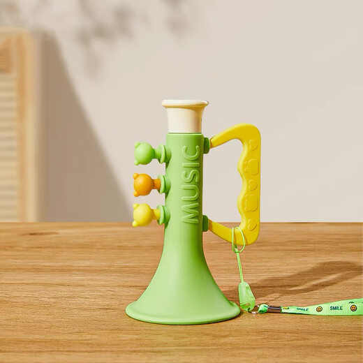 E7 Leben Baby Trompete Kinderspielzeug kann Pfeifen in Kinderpfeifung mit lanyard silicone harmonica kleines trompeten kleines trompetenspielzeug [grün]