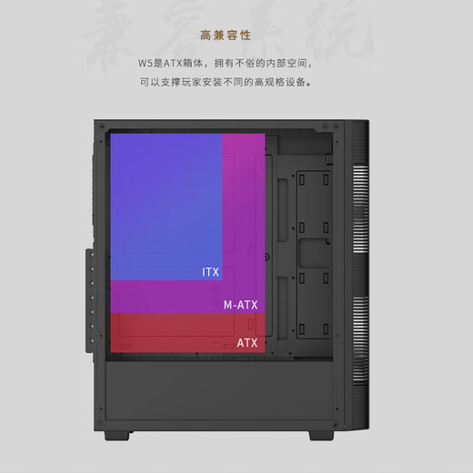 Peninsula iron box W5 chassis desktop ATX/MATX host 360 water-cooled home office gaming desktop computer host case black/not side transparent