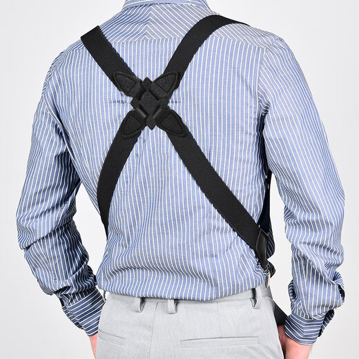 LeCali suspender clip for men, pure black British style, holster back suspender, retro suit, trousers, gentleman's suspender belt, black side clip cross suspender