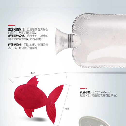 Fashy heißes Wasserbeutel Füllung heißer Kompress Handtasche Füllen Wasser injiziert süße warme Wasserbeutel große Mädchen warmer Bauch 6231 Farbe Wechsel Fisch + rosa Jacke