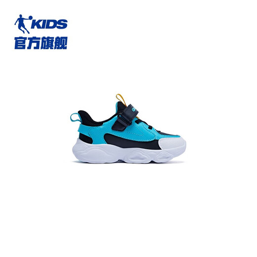 Jordan QIAODAN shopping mall same style children's flashing light shoes baby light shoes 2025 winter new boys leather sports shoes Jordan white/icy blue 24 size