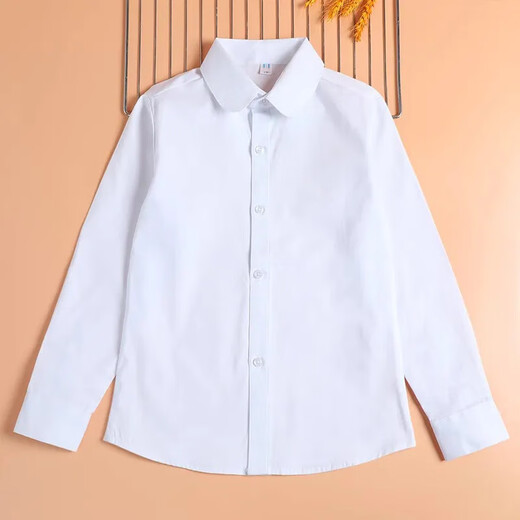 Xiangguotu children's white shirt boys plus fat version fat baby plus size children's clothing middle and large children school uniform cotton shirt white pointed collar plus fat long sleeves 160cm