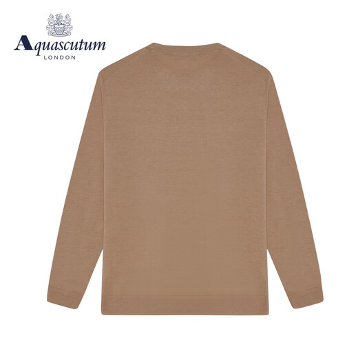 AQUASCUTUM/雅格狮丹秋冬新品男士保暖绵羊毛圆领针织衫Q4867EI071 卡其色83 2XL