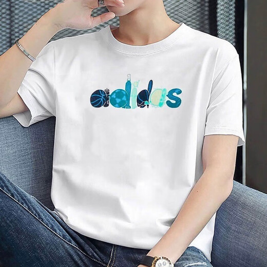 Adidas Herrenkleidung 2025 Sommer Neues Sportbekleidungstraining schnell trocknend Casual Round Neck Kurzärärmelte T-Shirt HE4839 White XL