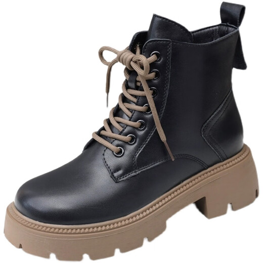 Belle-Take-Serie Marke Broken Code zeigt kleine Martin-Stiefel für Frauen British Style 2024 Herbst Neues Super-heißes Leder dicker Sohle kleiner Schwarz [Single] 38