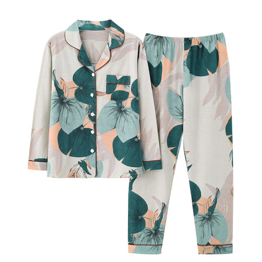
Spring and summer women's pure cotton long sleeves spring and summer Korean style loose color middle-aged mother's home clothes autumn and winter thin style spring and autumn X9906 L suitable for 100-120 Jin [Jin equals 0.5 kg] wear