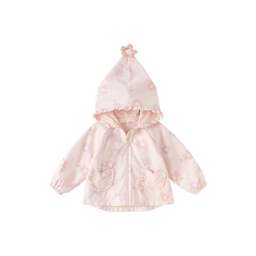 
David BELLA (DAVE/BELLA) girls' jacket casual children's tops baby windbreaker fashionable children's clothes 2025 spring new children's jacket flower print [spot] 110 cm (recommended height 100-110 cm)