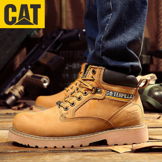 Carter Cat Herrenschuhe Goodyear große gelbe Stiefel Martin Boots Baustelle Arbeitsstiefel Sicherheitsarbeitsschutz Schuhe Stahl Zehen Anti-Smashing Männer gelb 38