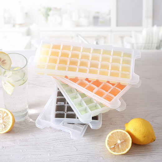 All-purpose ice cube box ice box plastic homemade ice tray mold frozen ice cube box ice mold 4 layers 144 grids with ice shovel buckle cover