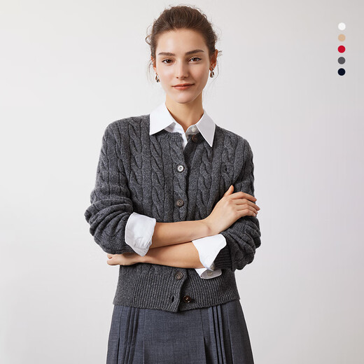 Navigare Italian sailing women's cardigan autumn and winter warm casual knitted cardigan fashionable simple rope sweater women dark rock grey L