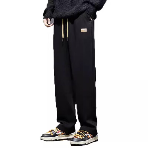 Kuraishi Kazuki trendy brand casual vertical straight sweatpants men's autumn and winter sports 2025 new loose plus velvet wide-leg floor-length trousers green XL