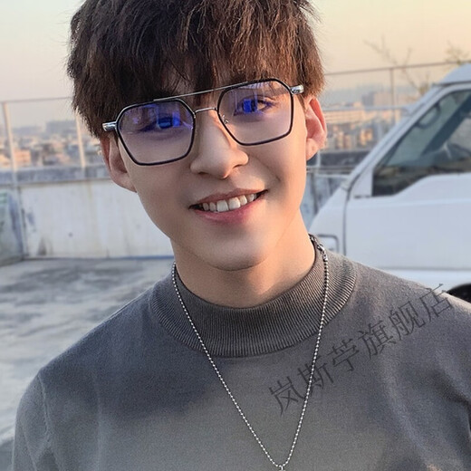 Lansi Rami anti-blue light radiation glasses for men, trendy color-changing eye frames for Internet celebrities, myopia eye frames for women, the same style as trendy handsome Chen Weiting, transparent gray silver frame-anti-blue light personalized beam, equipped with 1.7 extra thin aspherical lenses (recommended 0-1000 degrees)