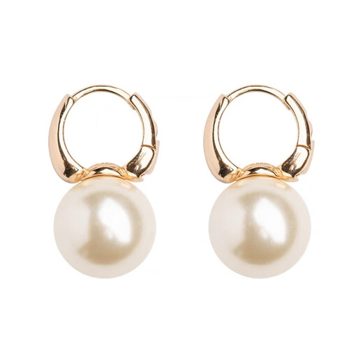 Fat Donglai's same style 18k gold earrings, 18K gold French pearl light luxury earrings, temperament earrings, earrings for women, 52 champagne pearls
