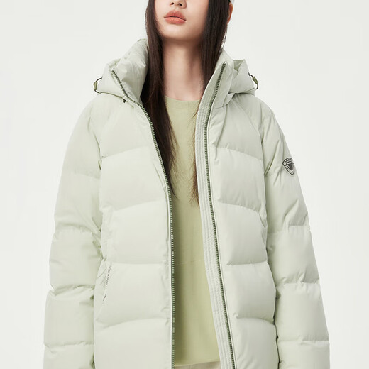 Tambor down jacket women's short fashionable sports removable hood versatile warm jacket 550386D Shuibo Qing 160