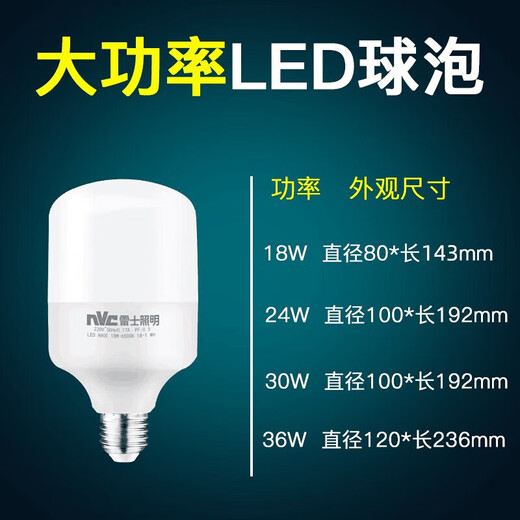NVC Lighting (NVC) LED bulb energy-saving bulb lamp replacement light source E27 large screw bulb 24 watt high power positive white light-single pack
