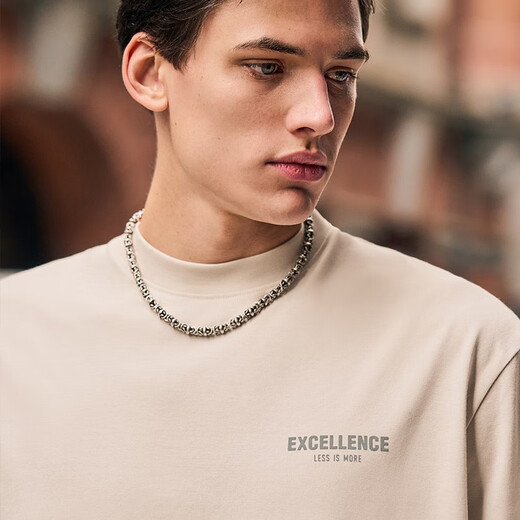 Mr. Bu Bu round neck T-shirt heavy silhouette 240G pure cotton short sleeve men's summer versatile new GT01793 clearance light apricot XL /180