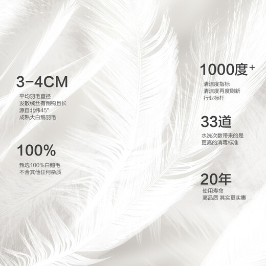 IS LIVING 100% white goose feather pillow, high-end five-star hotel feather pillow core, 100-count pure cotton anti-mite neck protection pillow core, one goose feather low pillow