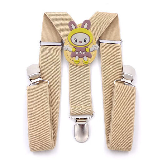 CLCEY children's trousers suspender clip boy toddler suspender clip trouser belt baby non-slip suspender belt fixed clip girls fashion beige yellow bear