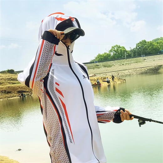 Fishing King fishing sun protection clothing men's summer ice silk breathable sun protection quick-drying new anti-mosquito outdoor sports fishing clothing 001 white sun protection clothing with pockets XL recommended 135-155 Jin Jin equals 0.5 kg