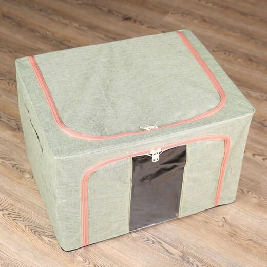 Chenzhi Shangpin fabric storage box cotton and linen foldable storage box thickened steel frame baina box sundry clothing storage box home gray 66L (50*40*33CM)