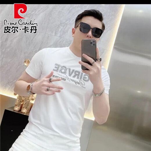Pierre Cardin NUEVA Camiseta para hombres European Luz de manga corta Nicho de lujo Slim Nicho Redonde