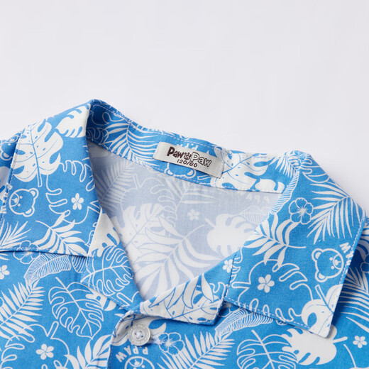 PawinPaw holiday style cartoon bear children's clothing summer new boys full-print children's short-sleeved shirt Blue blue/50 120 cm